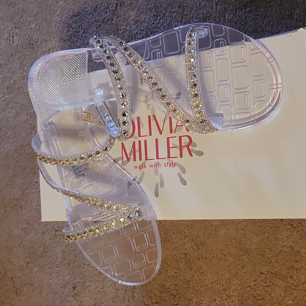 NIB Olivia Miller Clear Slide Shoes